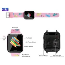 Kids Smart Watch Phone Kids Smartwatch Music Player With SD Card Call SOS Games Camera Alarm Recorder Calculator Mp3 For Birthday Gift Children Boys Girls - Hồng - Xem 2