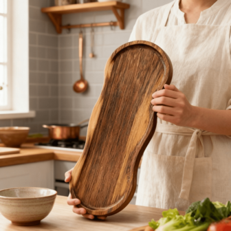 1个高品质相思木托盘 - 创意椭圆形不对称多用途木托盘，适用于甜点、零食、水果、咖啡、奶酪、开胃菜 - 派对小吃托盘、家居装饰托盘、咖啡桌托盘，天然木纹设计 | 优雅风格装饰，宴客必备 - 材质优良，四季皆宜