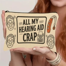 Hearing Aid Pattern Organizer Bag, Zipper Closure Makeup Pouch, Portable Travel Toiletry Bag, Travel Case, Multifunctional Snack Bag, Best Gift For Friends, Double-Sided Printing Toiletries Bag Wash Bag Shower Bag Large Capacity For Women Packing Cubes Travel Essential Makeup Bag Vacation Essentials - Multicolor - View 8