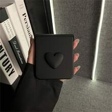 Ốp lưng điện thoại màu đen sang trọng, tối giản hình trái tim 3D, tương thích với Samsung Galaxy ZFlip7, ZFlip6, ZFlip 5, và . - màu đen - Xem 6