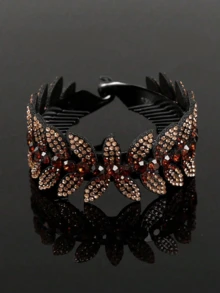 1pc Rhinestone Flower Hair Claw Clip (Random Rhinestone Color), Hair Slide, Hair Barrettes