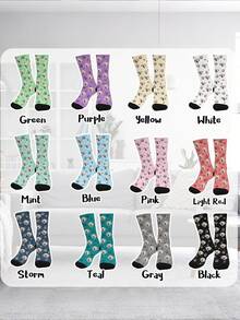 1/2 Pair Customized Dog & Man Portrait Mid-Calf Socks, Personalized Funny Socks Can Print Your Own Photos Of Handsome Guys, Beautiful Ladies, Cute Animals Like Dogs & Cats, Unique Couple Socks, Exquisite Gift, Customized Men's Socks, Fashionable For Autumn, Suitable For Underwear, Sleepwear, Comfortable & Versatile, Urban Chic - New Socks - View 9