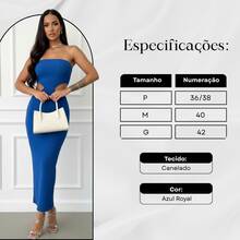 Long Strapless Dress With Opening At The Waist And Slit At The Back For Women's Party Night - Royal Blue - View 3
