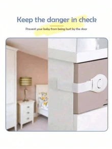 20pcs White Child Cabinet Locks, Baby Safety Drawer Locks, Prevent Finger Pinching, Buckle Design - White - View 2