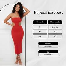 Women's Strapless Long Dress With Waist Opening And Back Slit, Perfect For Parties And Nightclubs - Red - View 3