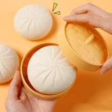 1pc Cute Squeeze Toy (Small Bun/6cm) / (Large Bun/10cm) Stress Relief Squishy Toy, Prank Gag Gift, Decorative Item, Squeeze Toy - Simulation Decompression Toys - View 2