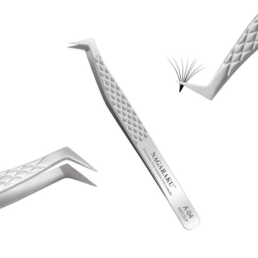 1pc NAGARAKU Eyelash Extension Tweezers A-04 Makeup Stainless Steel Eyelash 3D Accurate Clip Makeup Tools - Silver - View 1