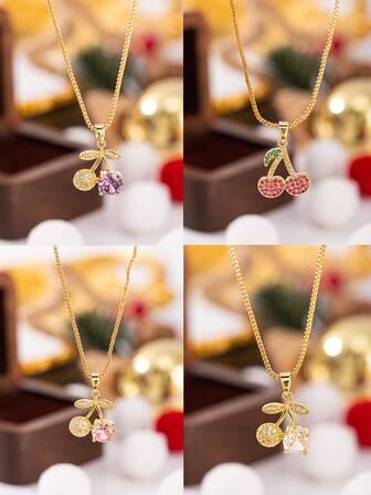 1 adet şık ve göz alıcı kiraz zirkonyum kolye, partiler, toplantılar, tatil etkinlikleri ve aile ve arkadaşlar için harika bir hediye olarak mükemmel, zarif bir meyve kolyedir.