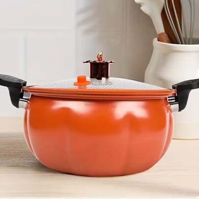 1 个大容量多功能汤锅（南瓜形锅）-28 厘米/11.02 英寸，适合家庭、餐厅、酒店和快餐店的快速烹饪，非常适合野餐和露营，采用南瓜形设计，完美的万圣节礼物