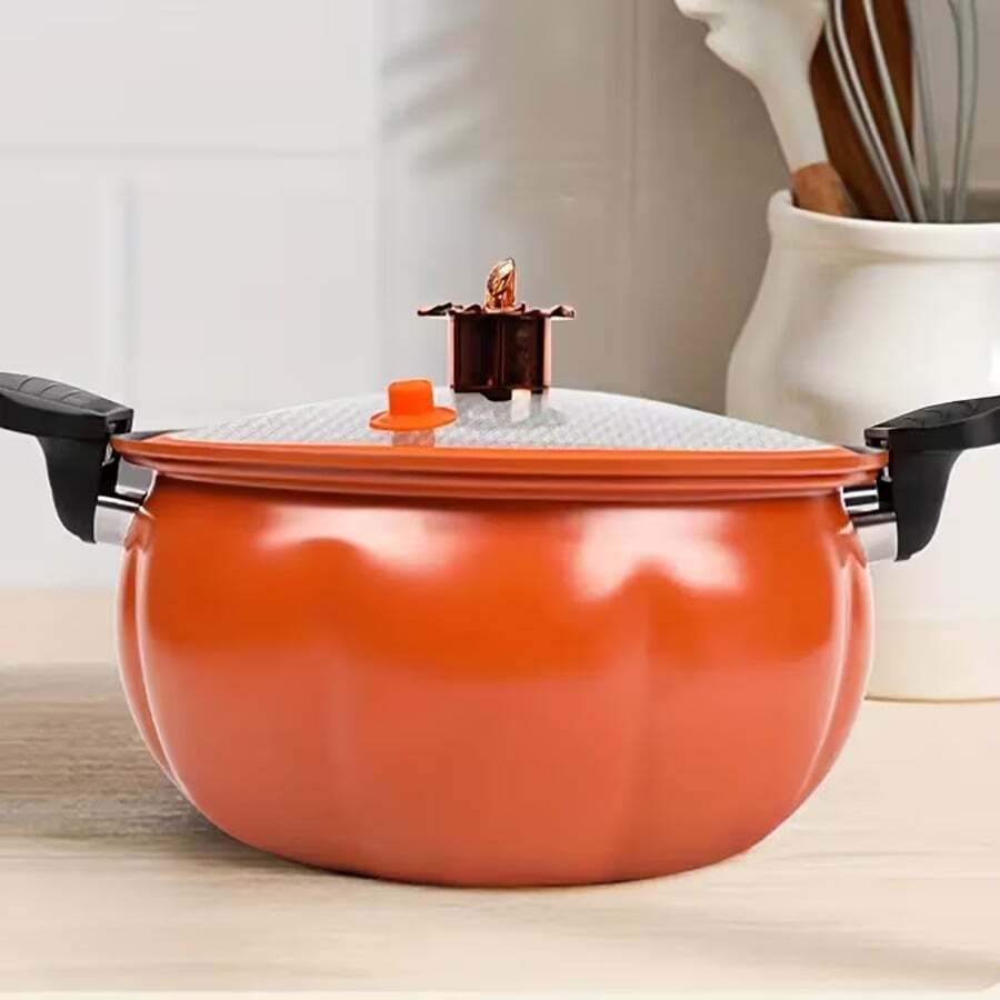 1 个大容量多功能汤锅（南瓜形锅）-28 厘米/11.02 英寸，适合家庭、餐厅、酒店和快餐店的快速烹饪，非常适合野餐和露营，采用南瓜形设计，完美的万圣节礼物 - 橘色 - 查看 1
