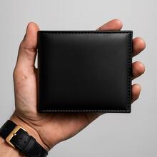 Men's Wallet Without Print, Coin Purse, Cards, Black Color - màu đen - Xem 1