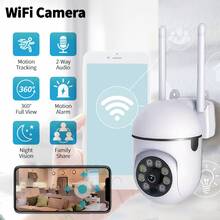 100万像素无线安防摄像头，智能高清安防摄像头，智能WiFi网络摄像头，户外摄像头，无线网络摄像头，全彩夜视，内置热点，循环录像，手机APP控制，兼容iOS、安卓、鸿蒙操作系统，2.4G网络，高清夜视，双向语音，远程监控，移动侦测，警报器 - 彩色 - 查看 3