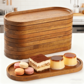 Acacia Wood Tray - Oval Wooden Serving Platter, Suitable For Kitchen Countertop, Coffee Table Centerpiece, Candles And Decor - Natural Wood Material - Dessert Plate, Home Decor Tray, Coffee Table Tray, Quality Home Decor Tray, Rustic Farmhouse Decor - Suitable For All Seasons, Ideal Choice For New Year Display And Tabletop Decoration