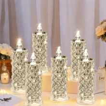 Conjunto de 1/2/3 velas de LED alimentadas por bateria, com estampa de rosas, efeito cristalino, perfeitas para o Dia dos Namorados, incluindo pedidos de casamento, jantares à luz de velas, casamentos, aniversários, decoração de quartos e eventos festivos. Criam uma atmosfera romântica para o Dia dos Namorados. Pilhas inclusas. - Multicolorido - Ver 6