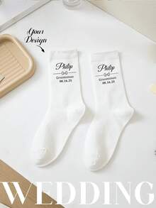 5 Pairs Personalized Bridesmaid & Groomsmen Wedding Socks, Customized Wedding Decoration Socks, Bridesmaid Gift Socks, Groomsmen Party Custom Socks, Groom & Best Man Socks, Bachelorette Party, Embroidered Socks - Wedding Socks - View 3