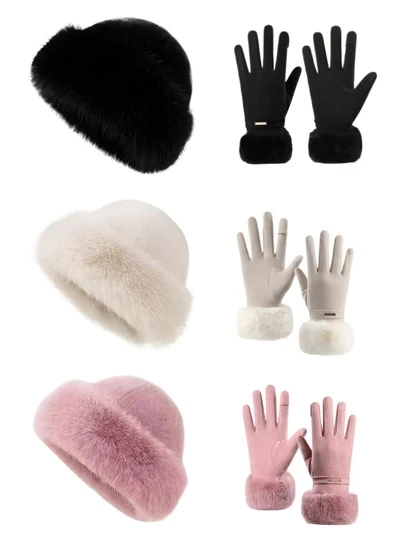 1pc Women's Winter Hat, European & Korean Style Warm Hat, Solid Color Cute & Versatile, Thick Design; Comes With 1 Pair Women's Waterproof Touchscreen Gloves, Soft & Warm Wool Lining, Ideal For Outdoor Activities In Winter, Available In Black, Ivory, And Pink.