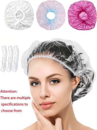 100pcs/50pcs/10pcs Disposable Shower Caps For Women Waterproof And Oil-Proof Bathing Head Covers For Home Use Hair Treatment Hair Mask Hair Dyeing Plastic Head Covers Enlarged And Thickened