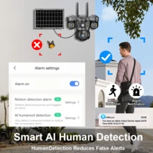 V380 1 Pc 4G Wireless Solar Camera Outdoor 15MP 360° View CCTV Camera Security Surveillance Motion Detection & Motion Tracking Full‑Color Night Vision Sound‑Light Alarm IP Camera PTZ Security Camera For Home, Storefront, And Factory, Farm