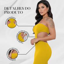 Women's Strapless Long Dress With Waist Opening And Back Slit, Perfect For Parties And Nightclubs - Yellow - View 6