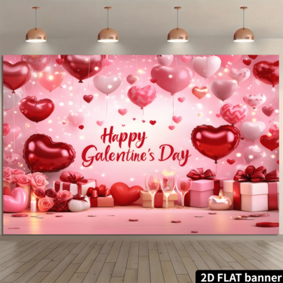 Un soporte de foto de cabina 2D plano, una pancarta de feliz Día de San Valentín, un fondo de pancarta de Día de San Valentín, un fondo de fotografía con forma de corazón para el Día de San Valentín, artículos de decoración para fiesta de Día de San Valentín, sin necesidad de alimentación eléctrica