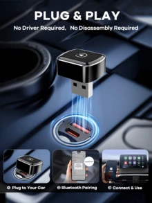 REMAX Bộ chuyển đổi CarPlay không dây 2 trong 1, tương thích với Apple CarPlay và Android Auto; Kích thước nhỏ gọn; Cắm và sử dụng ngay; Bộ chuyển đổi không dây CarPlay tương thích với iOS 6 trở lên và Android 11 trở lên, kết nối nhanh và ổn định; Phụ kiện ô tô, thiết bị tiện ích siêu thực dụng cho xe hơi. - M26 Đen - Xem 7