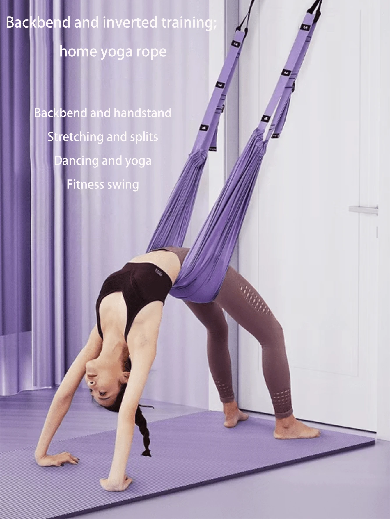 This Yoga Hanging Rope, With Its Stylish Home Decor And Adjustable Buckles, Is Made Of Soft And Durable Material. It Allows For Multi-Functional Training, Including Backbends, Handstands, Stretching, Splits, And Fitness Swings. Fitting Various Home Spaces, It's Suitable For Home Yoga, Dance Practice, And Everyday Fitness. - Multicolor - View 1