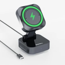 Bonola Vacuum Magnetic Car Wireless Charger Compatible With IPhone 17 16 15 14 13 12 Pro Max/Android, Vacuum Suction Cup Stand Use In Mirror/Glass/Dashboard - Black - View 8