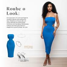 Women's Strapless Long Dress With Waist Opening And Back Slit, Perfect For Parties And Nightclubs - 藍色 - 查看 7