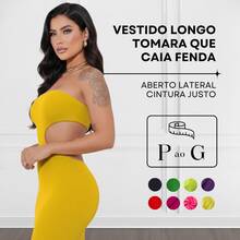 Women's Strapless Long Dress With Waist Opening And Back Slit, Perfect For Parties And Nightclubs - Yellow - View 2