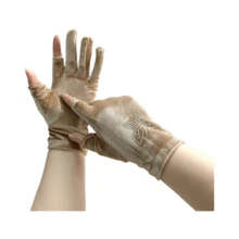 Golden Velvet Women's Thin Winter Warm Sunscreen Outdoor Sports Cycling Gloves Spring And Autumn Elastic Velvet Leakage Two Finger Gloves - Multicolor - View 2