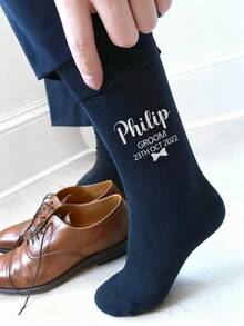 5 Pairs Personalized Bridesmaid & Groomsmen Wedding Socks, Customized Wedding Decoration Socks, Bridesmaid Gift Socks, Groomsmen Party Custom Socks, Groom & Best Man Socks, Bachelorette Party, Embroidered Socks - Wedding Socks - View 11