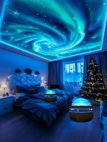 1pc LED Northern Light Vortex Star Projector, USB-Powered Multi-Color Remote Control Bedroom Night Light, Decorate The Room, Christmas, Valentine's Day And New Year Decoration, Making The Room More Charming Atmosphere - Multicolor - View 6