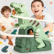 Dinosaur Climbing Slide Musical Stairs Toy, Educational Stress Relief Electric Dinosaur Track Toy Car, Birthday & Holiday Gift For Boys And Girls - Green - View 2