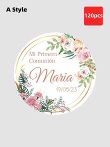 1-120 piezas Pegatinas personalizadas de comunión, pegatinas con estampado floral resistentes al agua, perfectas para invitados de primera comunión, se puede personalizar el texto, ideal para aniversario, Día de San Valentín, Día de la Madre, cumpleaños, Día del Padre, graduación, boda, inauguración de la casa y otras ocasiones, excelente para scrapbooking y proveedores de sellos, Amor eterno - Azul y blanco - Ver 23