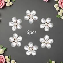 2pcs/6pcs/10pcs Shirt Button Covers, Floral Pearl Rhinestone Cuff Links, Button Clips Suitable For Formal Dresses, Wedding Attire, Button Accessories, Valentine's Day Gift - Multicolor - View 8