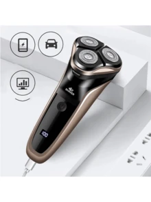 Men's Electric Shaver With LED Power Display/Washable Blades/USB Fast Charging, Floating Head, Portable Home & Travel Electric Razor - Gold - View 5