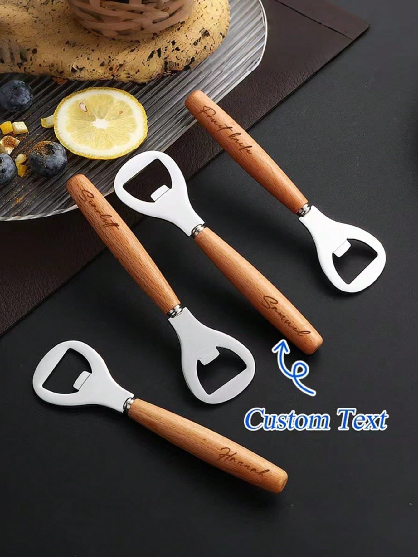 50 piezas a granel de abrebotellas de madera personalizados, regalos de boda para invitados, regalos personalizados para el novio, regalos para fiestas, regalos para el Día del Padre, artículos promocionales para empresas