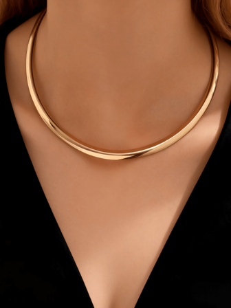 1 pieza Collar gargantilla elegante y punk para mujer, accesorio de collar geométrico metálico, esencial para fiestas, festivales y moda diaria