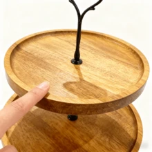 2-Tier Modern Cake Stand, Versatile Serving Tray For Appetizers, Desserts, Christmas Home Decor, Suitable For Parties, Weddings, Halloween, Easter And Other Gatherings, Autumn Decoration - Turmeric - View 2