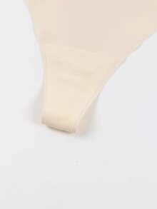 12pcs/Pack Women's Seamless Thong Panties, V-Waist Design, Stretchy & Breathable, Comfortable & Skin-Friendly - Apricot - View 6