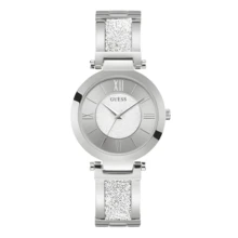 Guess 女士石英不锈钢三针腕表 Aurora系列 不锈钢表壳/防刮玻璃镜面 W1288L1 - 銀色 - 查看 1