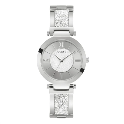 Guess Women's Quartz Stainless Steel Three-Hand Watch Aurora Series Stainless Steel Case/Scratch-Resistant Glass Mirror W1288L1