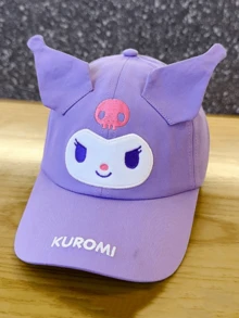 Sanrio Kuromi 3D Ears Baseball Cap - Lavender Purple Hat With Standing Bunny Ears & Front Applique Embroidery, Adjustable Strap For Most Head Sizes, Soft Cotton Material, Kawaii Gothic Aesthetic, Perfect For Daily Fashion, Anime Conventions, Cute Streetwear & Collector's Gift For Teens, Young Women And Kuromi Fans, Suitable For Gifting To Boyfriend/Girlfriend.