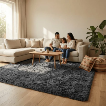 Alfombra Shaggy 140x200 - Pelo Largo, Suave, Antideslizante y Libre de Tóxicos - Para Salón/Dormitorio