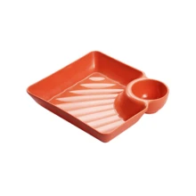 1pc Dumpling Plate With Sauce Plate, Square Dinner Plate, Snack Platter, Sushi Plate, Fruit Plate, Dessert Plate, Kitchen Supplies