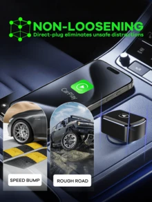 REMAX Bộ chuyển đổi CarPlay không dây 2 trong 1, tương thích với Apple CarPlay và Android Auto; Kích thước nhỏ gọn; Cắm và sử dụng ngay; Bộ chuyển đổi không dây CarPlay tương thích với iOS 6 trở lên và Android 11 trở lên, kết nối nhanh và ổn định; Phụ kiện ô tô, thiết bị tiện ích siêu thực dụng cho xe hơi. - M26 Đen - Xem 9