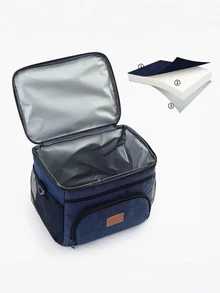 1pc Outdoor Lunch Box, Thick & Durable, Leak-Proof & Insulated, Suitable For Camping & Picnic, Large Capacity Travel Picnic Bag, Multi-Functional Shoulder Handbag, Back To School Essential, School Supplies Bag, Women's Lunch Bag, Cooler Bag, Picnic Accessories, Study Supplies - Black - View 3