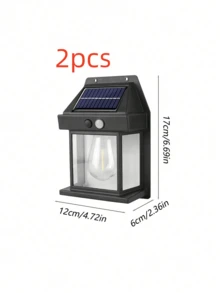 1pc/2pcs/4pcs Solar Powered Tungsten Filament Sensor Wall Lights, Vintage Outdoor Waterproof Garden Lamps, Decorative Atmosphere Lights For Villa Landscaping, Retro Style Decor, Night Security, Garden Illumination And Nostalgic Scenes - Black - View 13