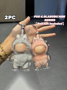 1个亚克力立式展示迷你盒，2025新款，适用于迷你Labubu4.0心形密码系列 - 防尘保护罩，适用于怪物娃娃4.0系列收藏品，是收藏家、万圣节或圣诞节的完美礼物。[不含娃娃] - 彩色 - 查看 9