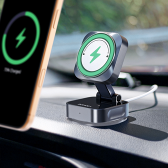 Bonola Vacuum Magnetic Car Wireless Charger For IPhone 17 16 15 14 13 12 Pro Max/Android, Vacuum Suction Cup Stand Use In Mirror/Glass/Dashboard